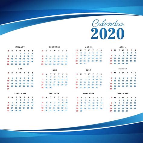 If you don't see any interesting for you, use our search form on bottom ↓. Year 2020 Calendar Template Design In Blue Wave Background ...