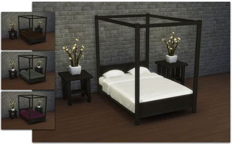 Modern Four Poster Double Bed Sims 4 Cc Furniture Sims Cc Furniture