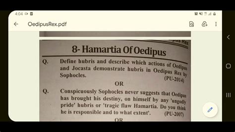 Hamartia Of Oedipus Rex Sophocles Drama Ma English Literature Notes Youtube