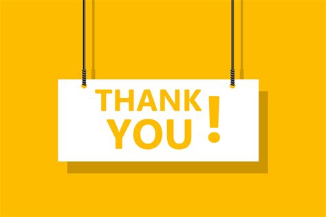 Thank You Hanging Sign On Yellow Background For Business Marketing