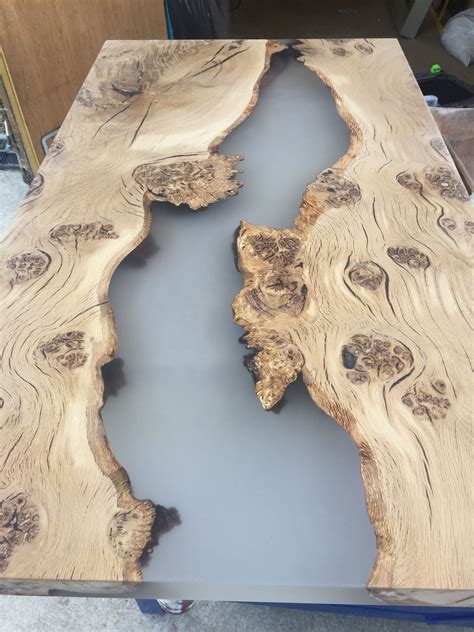 The top of the coffee table is a modern pebble shape as is a great. Oak River Coffee Table - Raven River Designs | Diy resin ...