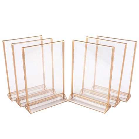buy acrylic sign holder wedding table number holders 5x7 inch 6 pack double sided gold frame