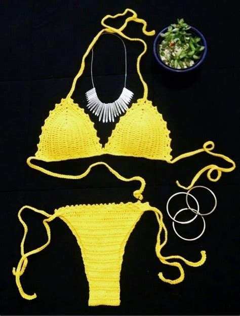 Crochet Bikini Crochet Brazilian Bikini Yellow Crochet