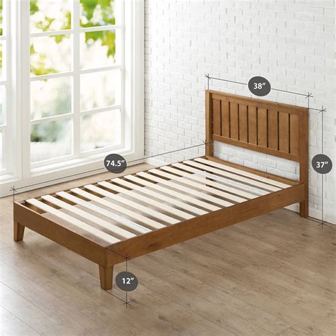 Twin Solid Wood Platform Bed Frame With Headboard In Medium Etsy