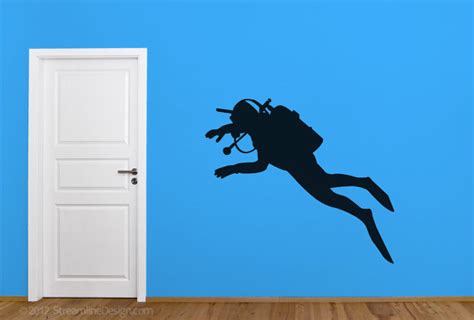 Underwater Scuba Diver Wall Decal Wall Sticker Scuba Diving Etsy