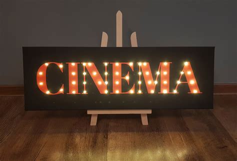 Cinema Sign Cinema Decor Marquee Letters Light Up Sign Etsy Cinema