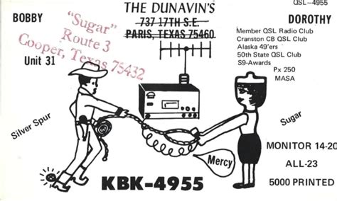 Vintage Qsl Amateur Cbham Radio Card Kbk 4955 Cooper Tx The Dunavins 300 Picclick