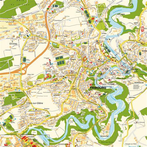 Stadtplan Ortsplan Fribourg, Schweiz: hot-maps Karte und ...