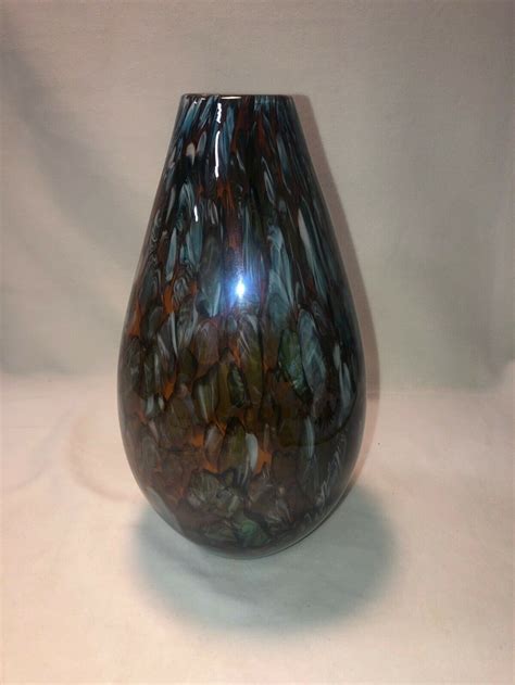 Vintage Hand Blown Art Glass Vase Confetti Studio 135 Tall Etsy Uk
