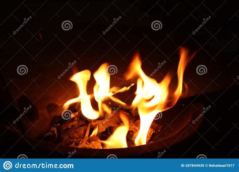 Bornfire Flame Heat Fire Dark Winters Night Light Cold Copy Space Stock