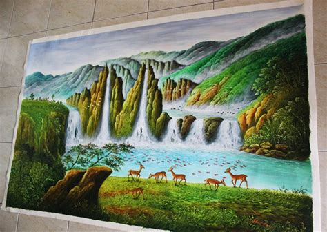 Pemandangan, pohon, air terjun, sungai kecil, gurun, jejak, daun, lembah, pegunungan, aliran, mengalir, musim gugur, cepat, taman nasional, badan. Jual lukisan pemandangan hutan dan air terjun di lapak ...