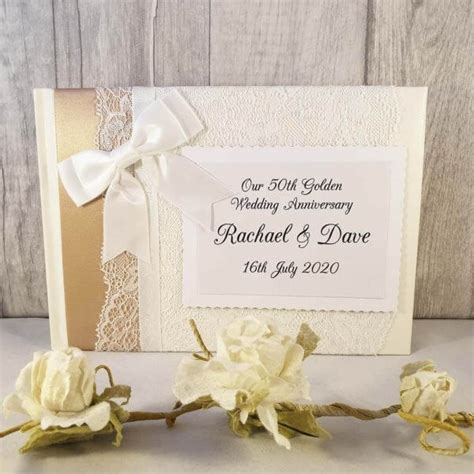 Wedding invitations supplied with free wedding anniversary invitations for 25th silver wedding, 40th ruby wedding, 50th golden. 50th Golden Wedding Anniversary Memory Guest Book | Ahoy ...