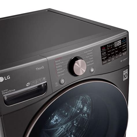 Lg 45 Cu Ft Front Load Washer With Turbowash 360 In Black Steel