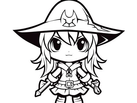 Enchanting Anime Witch Coloring Coloring Page