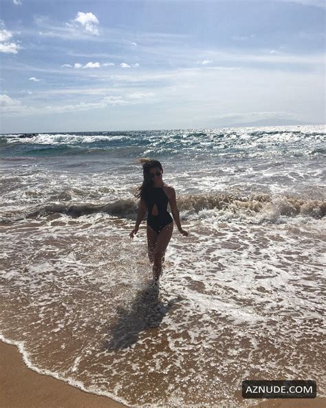 Lea Michele Sexy Black Swimsuit On The Beach In Hawaii Aznude
