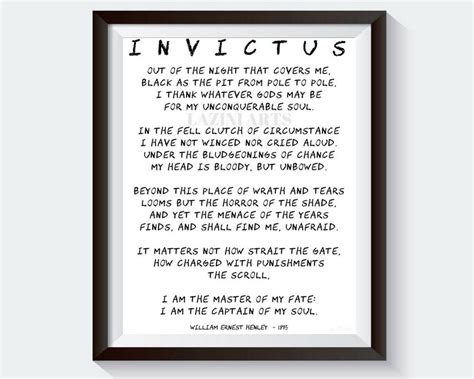Famous Poem Invictus Invictus Poem Handwritten Font Etsy Australia