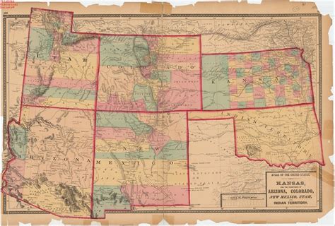 Map Of Kansas And The Territories Of Colorado New Mexico