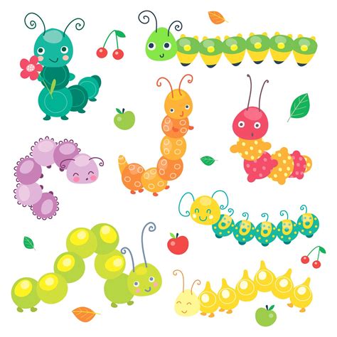 Cartoon Caterpillar Vector Cute Set By Nesterova S Shop TheHungryJPEG