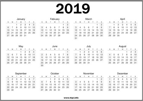 One Page Calendar 2019 Printable Calendar Printables Printable
