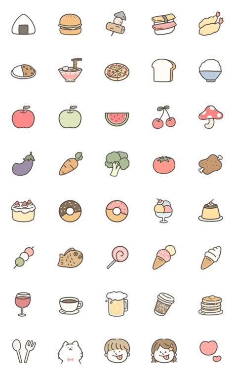 Delicious Foods Emoji Line อิโมจิ Line Store ลายเส้นดูเดิ้ล สติก