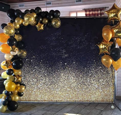 Auooer 56pcs Gold Black Confetti Balloons Set 12 Inch 32gpc Gold