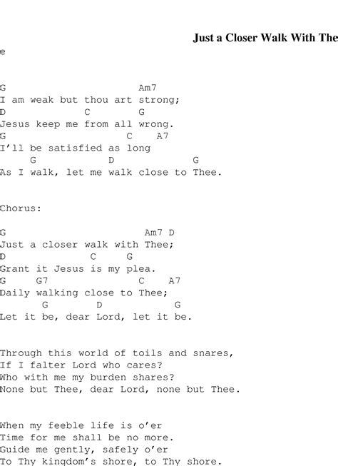 Just A Closer Walk With Thee Christian Gospel Song Lyrics And Chords