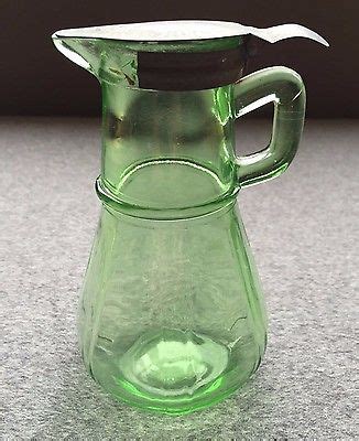 Vintage Hazel Atlas Depression Glass Green Syrup With Lid Antique