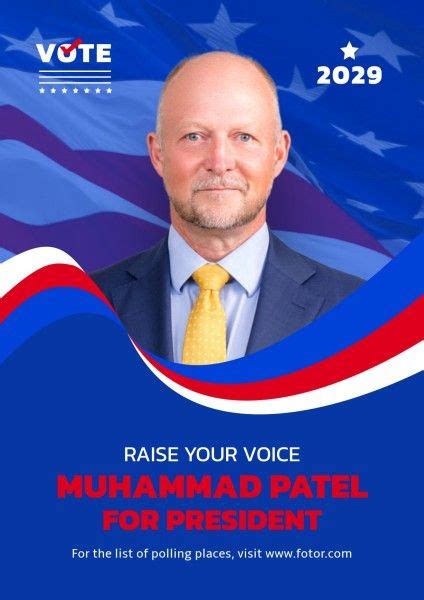 blue modern usa political election campaign poster template and ideas for design fotor