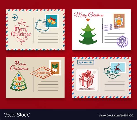 Christmas Postcard Template Set Royalty Free Vector Image