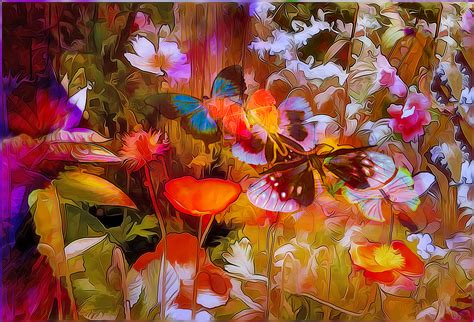 Abstract Flower And Butterfly Painting Hd Wallpaper Background Image