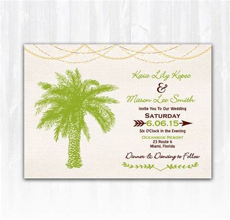 Palm Tree Wedding Invitation Diy Printable By Treasuredmomentscard