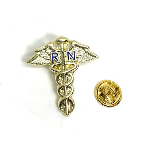 Registered Nurse Lapel Pin Letters On Caduceus Brooch Rn Medical Emblem