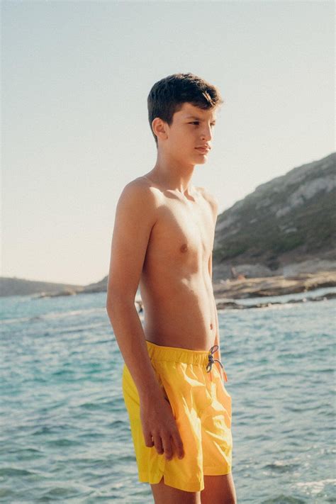 Teen Boy Swim Trunks Yellow Lison Paris