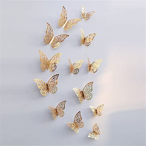 3d Gold Butterfly Wall Stickers 12 Pieces Buy Online At Best Price In