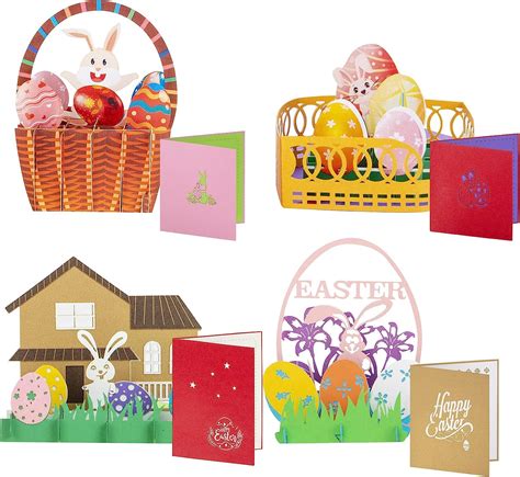 4 Pack Pop Up Easter Cards 3d Easter Card Easter Card Bulk Easter