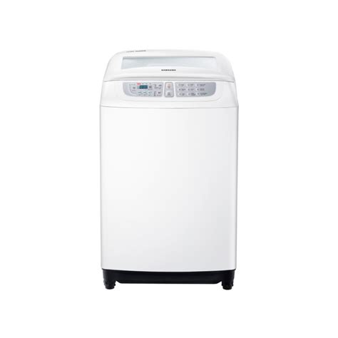 Ouverture de la machine par le haut permettant un gain de place mais une capacité de lavage plus faible. Machine à laver à chargement par le haut Samsung 13 KG / Blanc