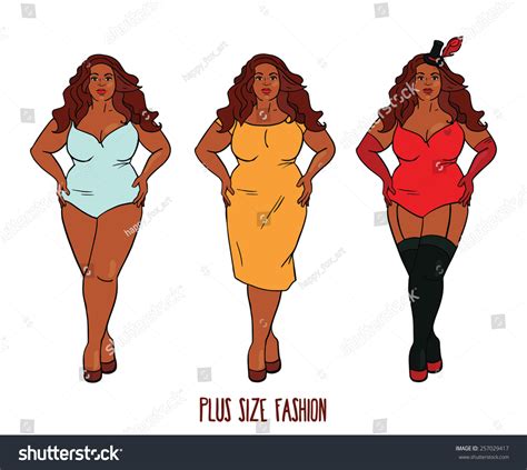 Beautiful African American Woman Curves Plus Stock Vector