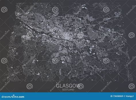 Mapa De Glasgow Vista Sat Lite Esc Cia Ilustra O Stock Ilustra O