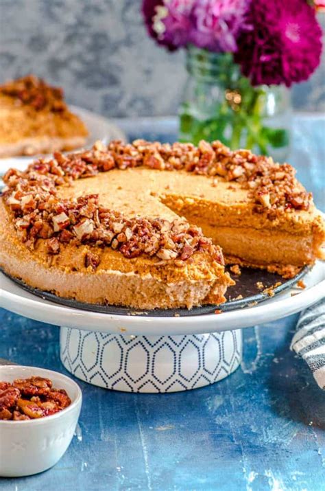 Vegan Pumpkin Cheesecake With Candied Pecans May I Have That Recipe
