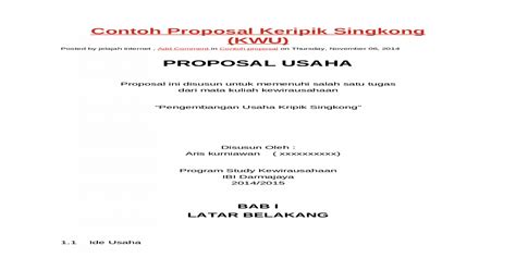 Jessica valentina 01020581721027 deby sintya . Proposal Keripik Singkong Lengkap / Proposal Program ...