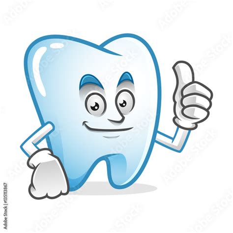Thumb Up Tooth Mascot Tooth Character Tooth Cartoon Vector