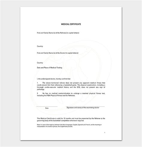 Medical Certificate Template Free Samples Formats
