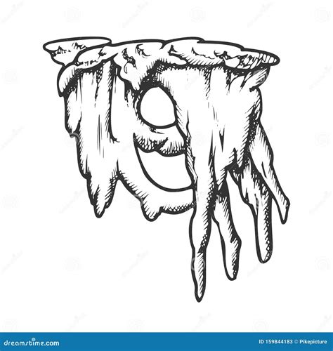 Ice Stalactite In Beautiful Form Monochrome Vector Stock Vector