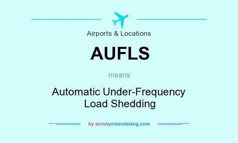 Information and translations of load shedding in the most comprehensive dictionary definitions resource on the web. What does AUFLS mean? - Definition of AUFLS - AUFLS stands ...