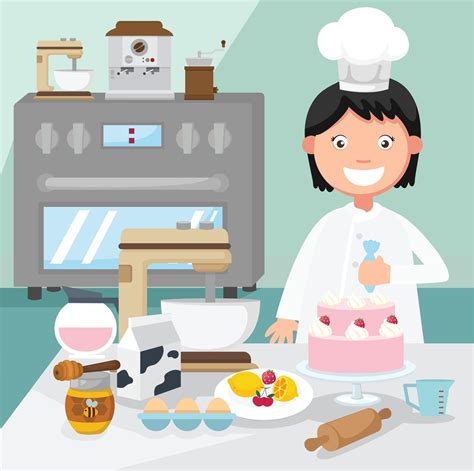 Pastry Chef Decorates A Cake 3147526 Vector Art At Vecteezy