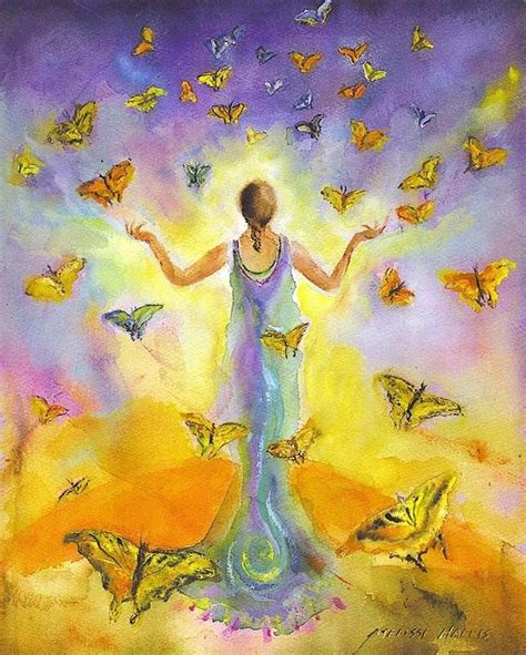 A Painting Of A Woman Surrounded By Butterflies