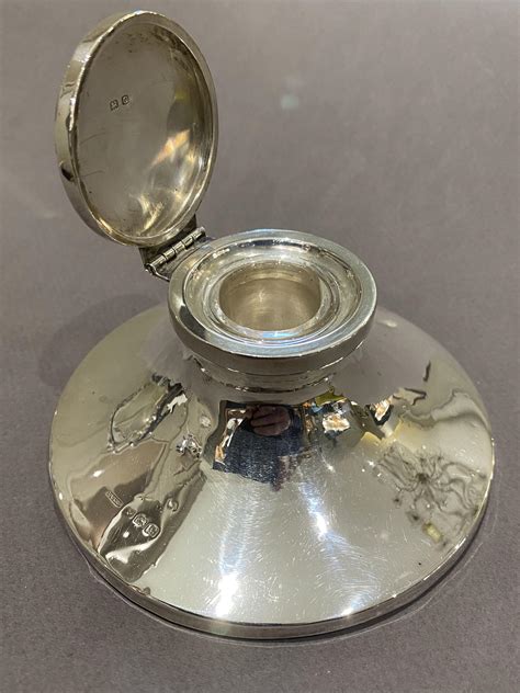 Antique Silver Capstan Inkwell