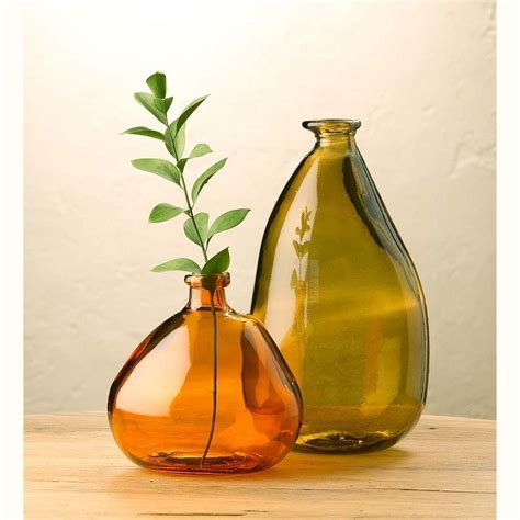 Recycled Glass Balloon Vases Set Of 2 Brownamber Plow And Hearth