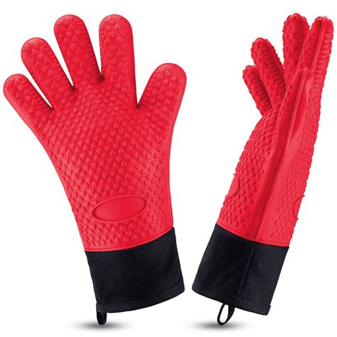 silicone bbq cooking gloves kitchen oven mitts heat resistant for baking grilling frying