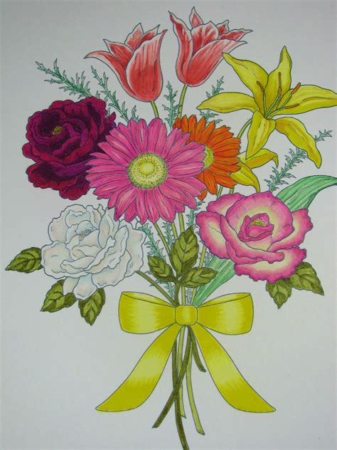 Simple Flower Bouquet Drawing Color Perangkat Sekolah